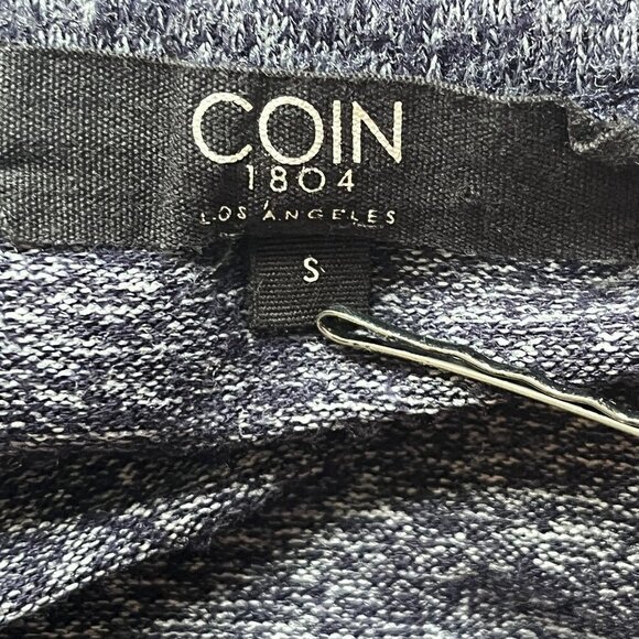 Coin 1804 Sweater Stretch Jersey Knit Los Angeles Blue Shirt Front Knot Sz S - Picture 3 of 12